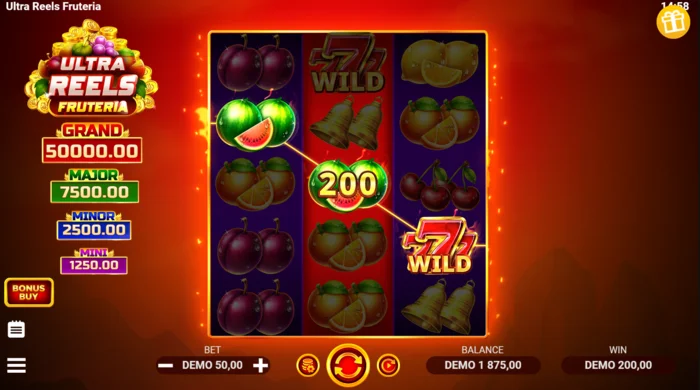 Ultra Reels Fruteria - gevinstlinje med en gyllen syver